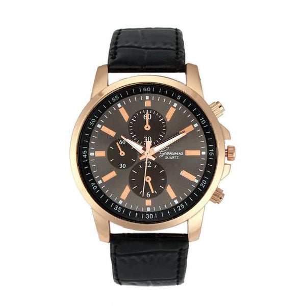 Geneva Faux Leather Analog Watch