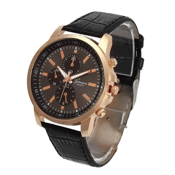 Geneva Faux Leather Analog Watch